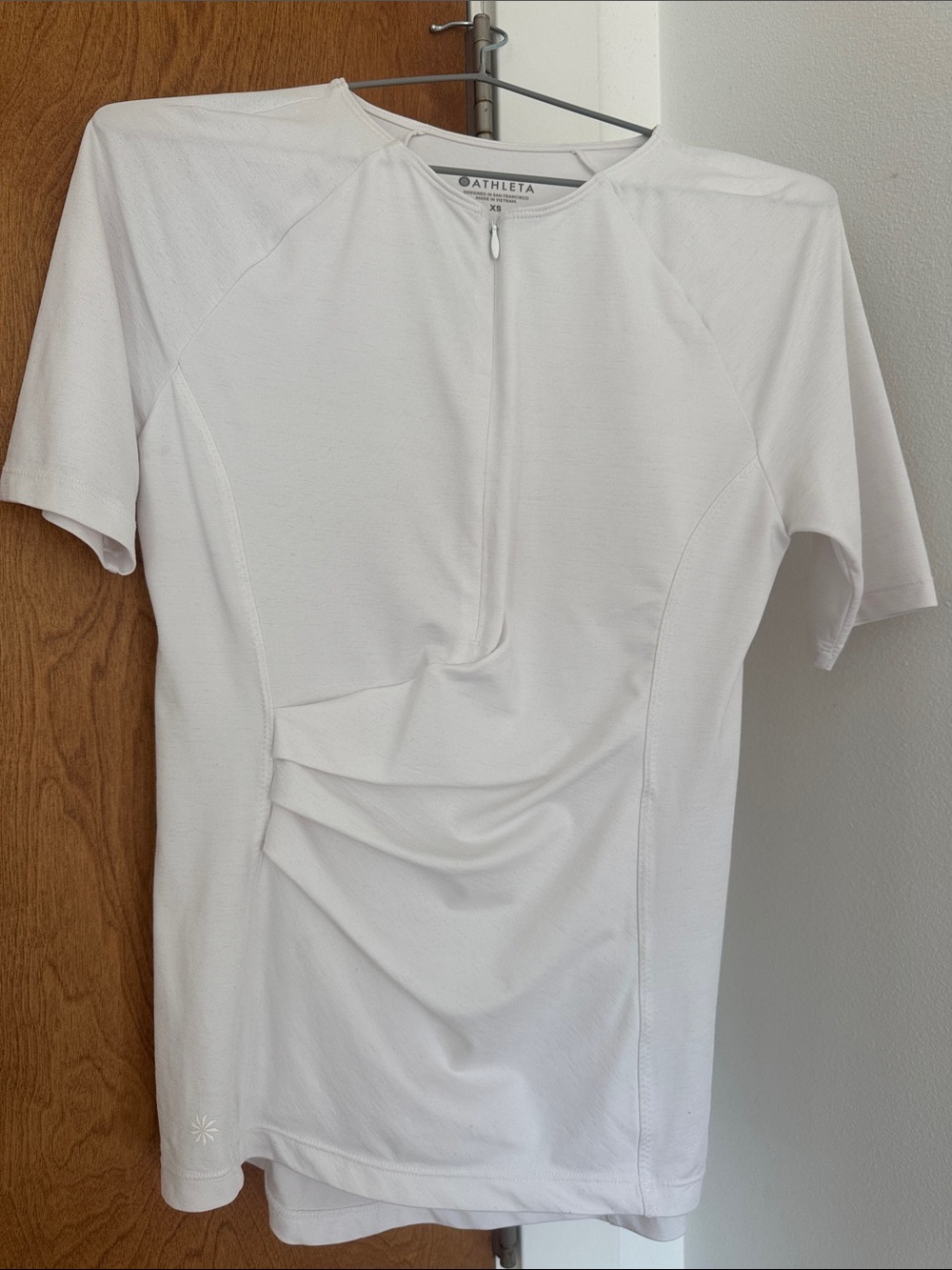 Athleta White Short-Sleeve Half-Zip Active Top - Picture 2 of 3